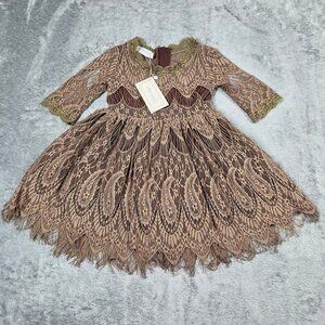 Trish Scully Dress Baby Girls 6-12 Bella Rafaela Lace Boho Vintage Style NEW